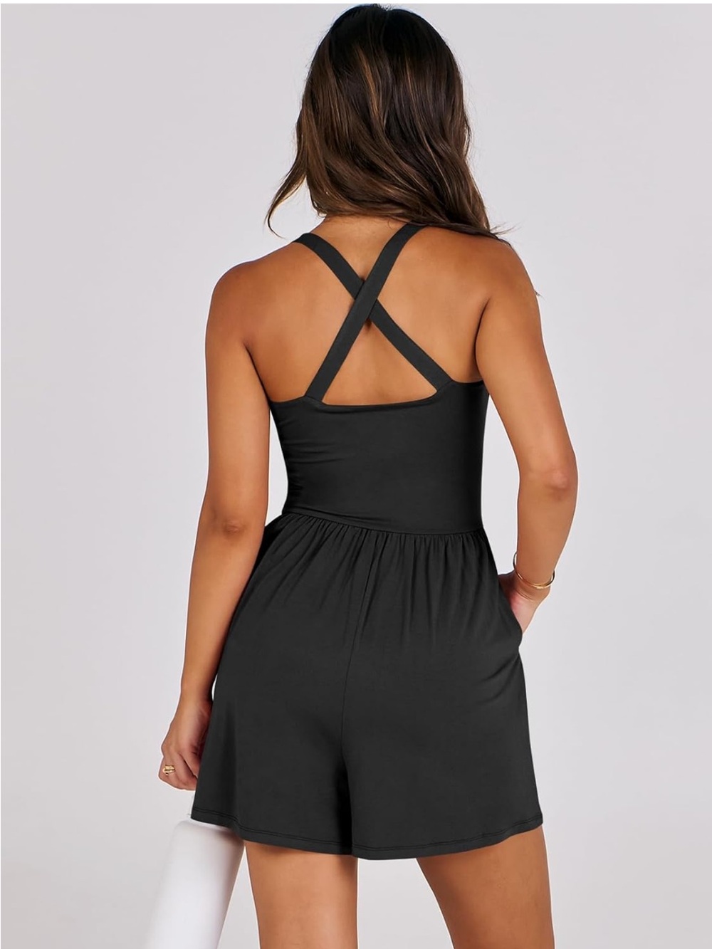 Black Sleeveless Athletic Romper - Women's Athletic Jumpsuit XL NWT - Picture 4 of 7